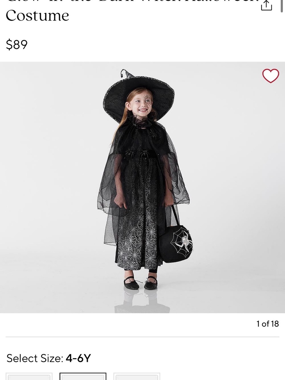 Pottery Barn Glow in the Dark Kids Witch Costume